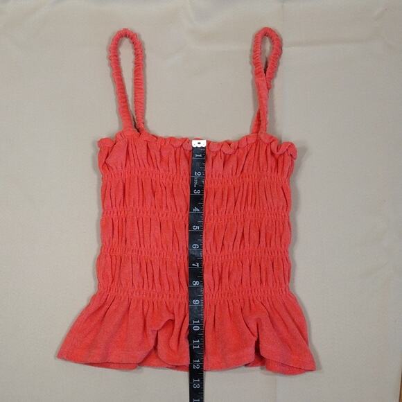 Bar III Pink Coral Cotton Casual Stretchy Summer Spring Beach Smocked Tank Top - Picture 3 of 8